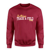 custom hurdles mascot and hurdler name on a sweatshirt with a white graphic