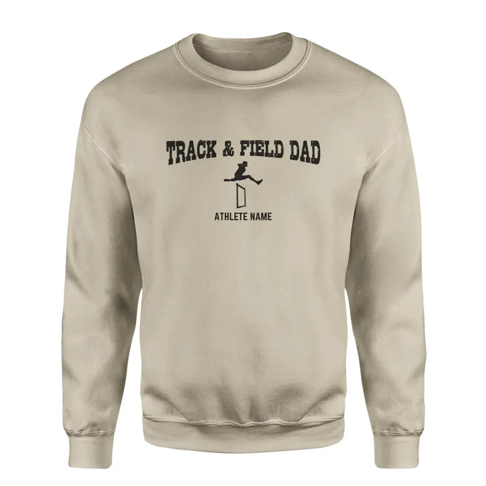 hurdles dad with hurdler icon and hurdler name on a sweatshirt with a black graphic