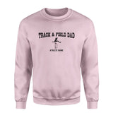 hurdles dad with hurdler icon and hurdler name on a sweatshirt with a black graphic