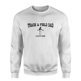 hurdles dad with hurdler icon and hurdler name on a sweatshirt with a black graphic