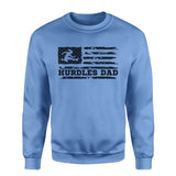 hurdles dad horizontal flag on a sweatshirt with a black graphic