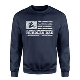 hurdles dad horizontal flag on a sweatshirt with a white graphic