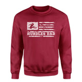 hurdles dad horizontal flag on a sweatshirt with a white graphic