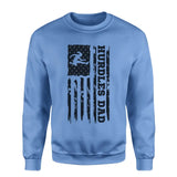 hurdles dad vertical flag on a sweatshirt with a black graphic