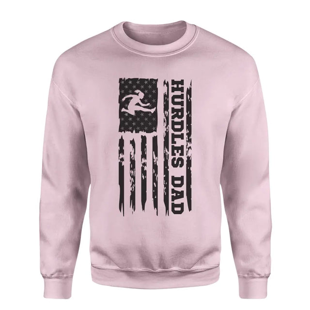 hurdles dad vertical flag on a sweatshirt with a black graphic