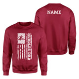 Hurdles Dad Vertical Flag With Hurdler Name on a Sweatshirt with a White Graphic