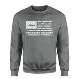 Swimming Grandma Horizontal Flag on a Sweatshirt with a White Graphic