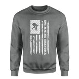 Swimming Grandma Vertical Flag on a Sweatshirt with a White Graphic