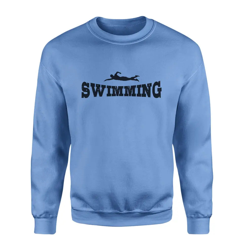 Basic Swimming with Swimmer Icon on a Sweatshirt with a Black Graphic