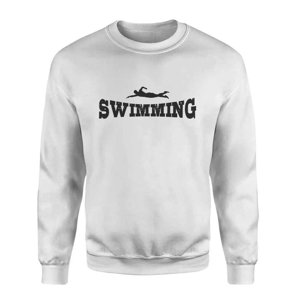 Basic Swimming with Swimmer Icon on a Sweatshirt with a Black Graphic