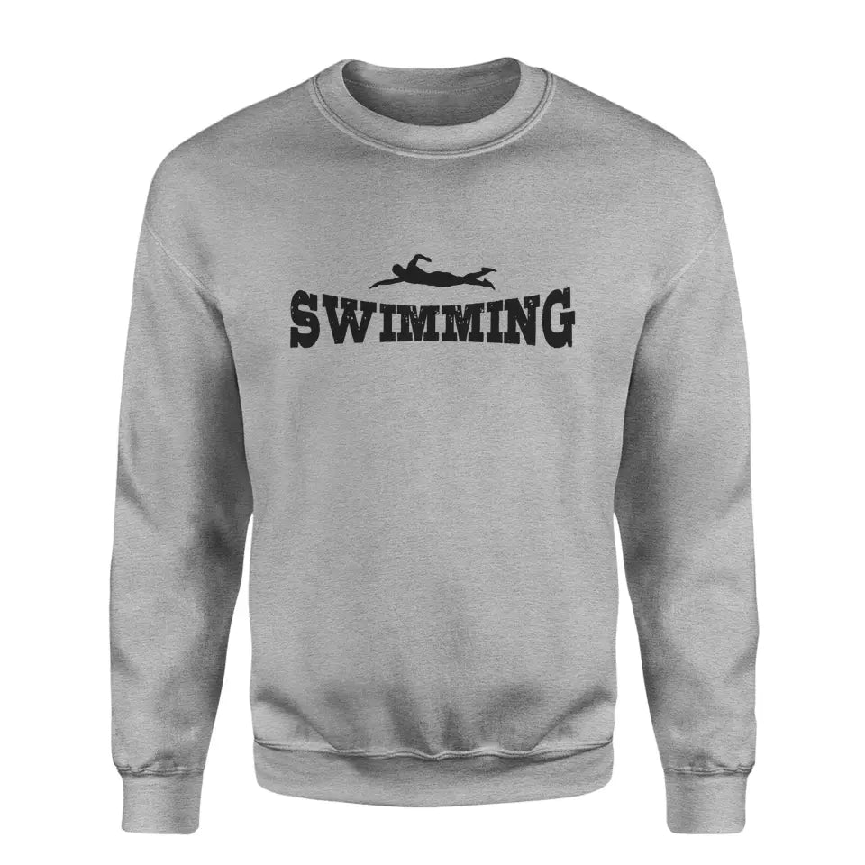 Basic Swimming with Swimmer Icon on a Sweatshirt with a Black Graphic