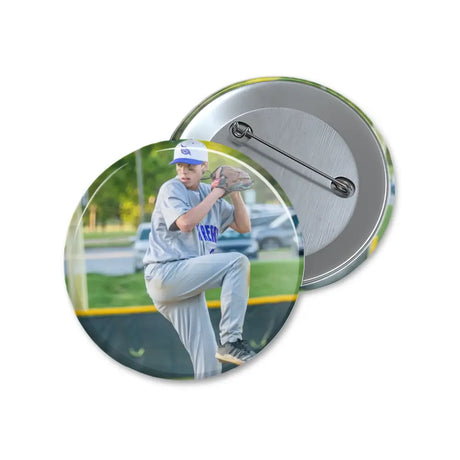 custom baseball player photo button