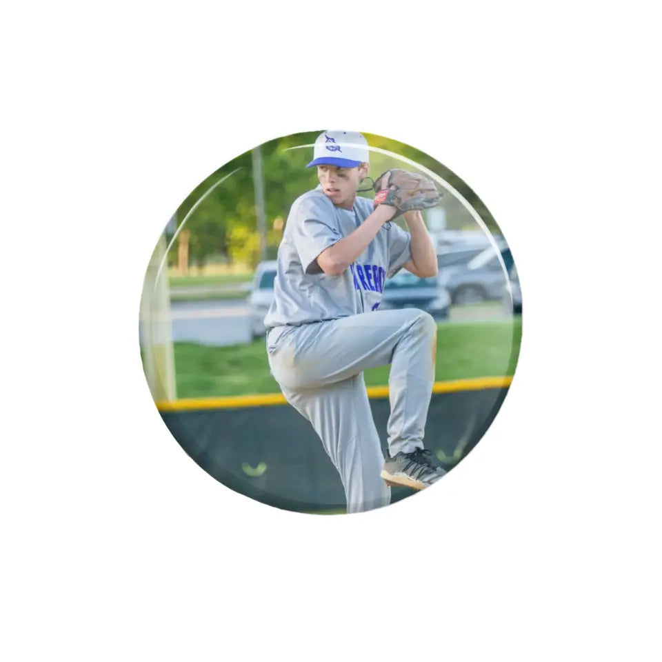 custom baseball player photo button