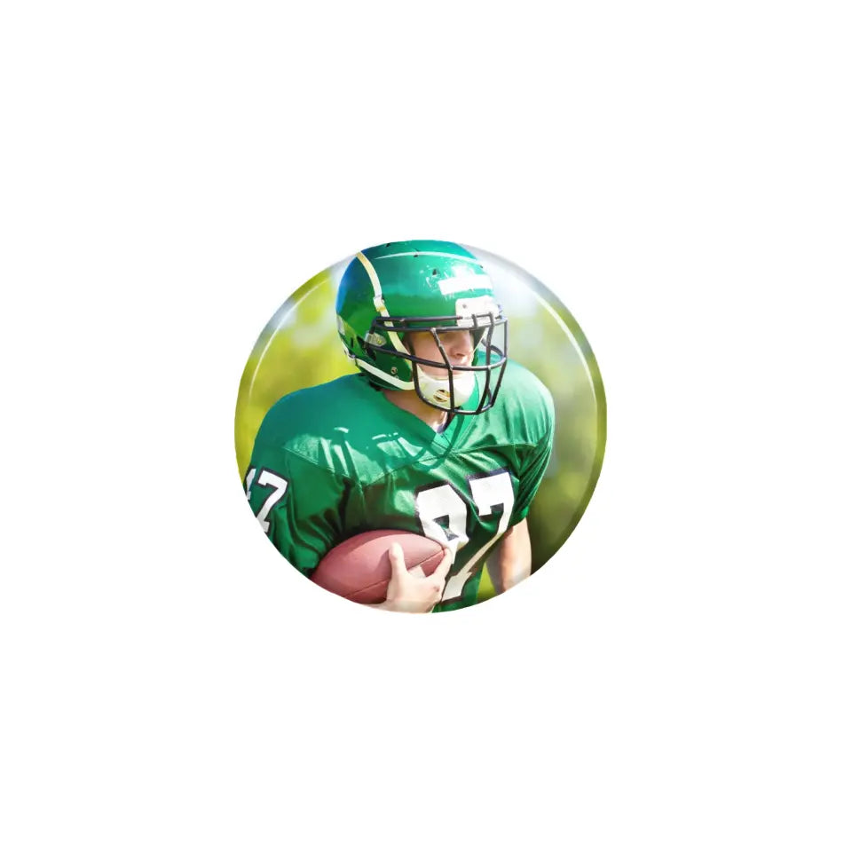 custom football player photo button