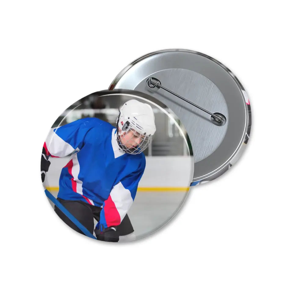 custom hockey player photo button