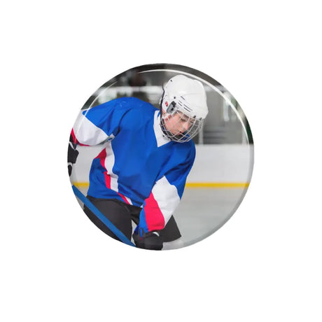 custom hockey player photo button