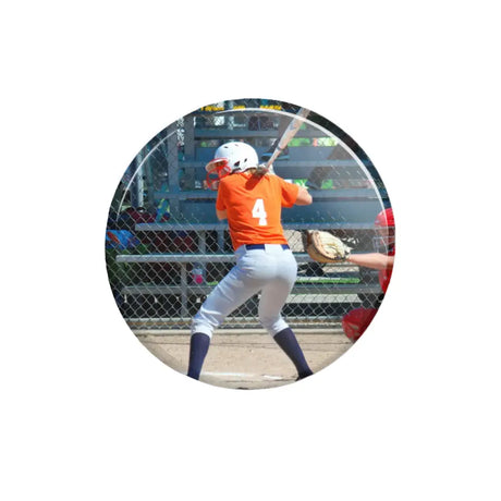 custom softball player photo button