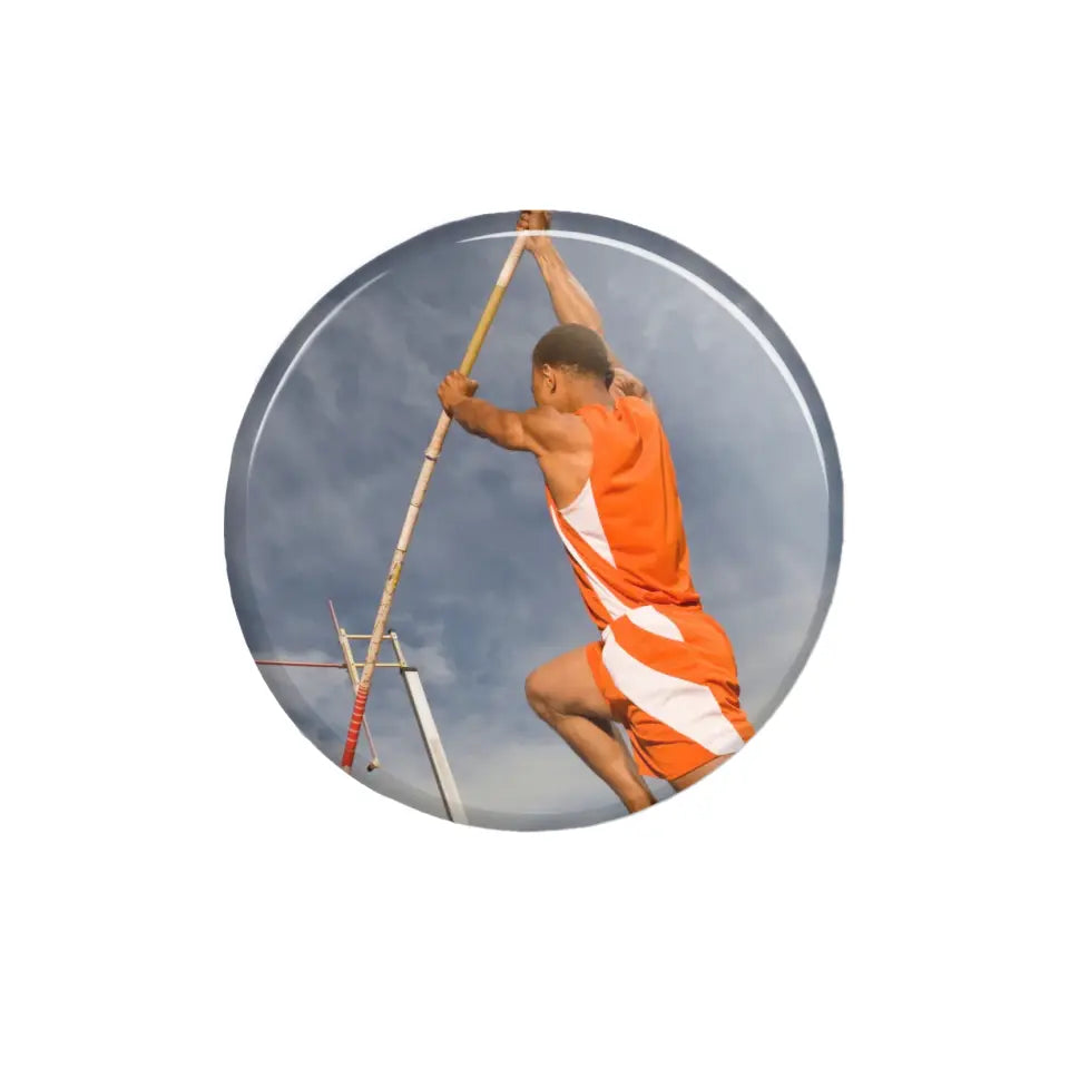 custom pole vaulter photo button