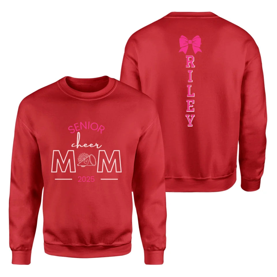 Senior Cheer Mom With Cheerleader Name on a Sweatshirt