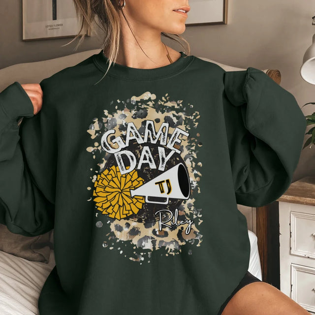 custom game day cheer graphic on a sweatshirt