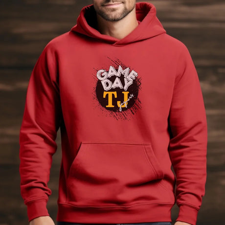 custom distressed game day graphic on a hoodie