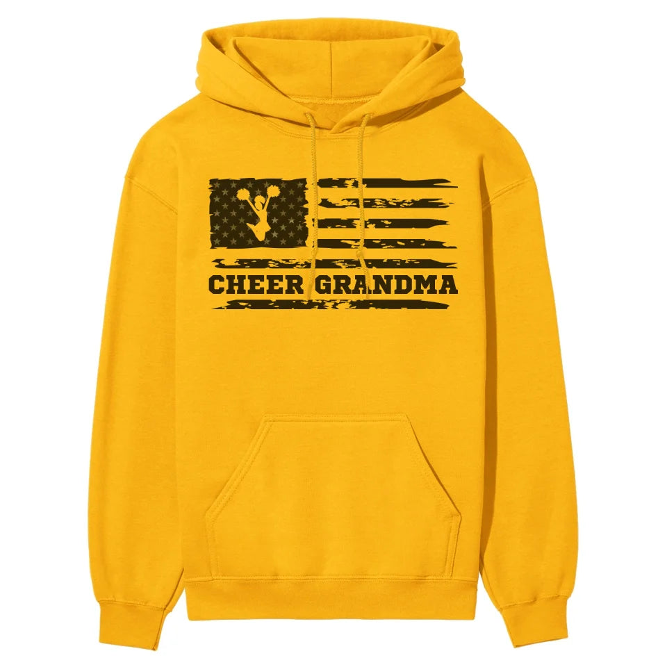 cheer grandma horizontal flag on a hoodie with a black graphic