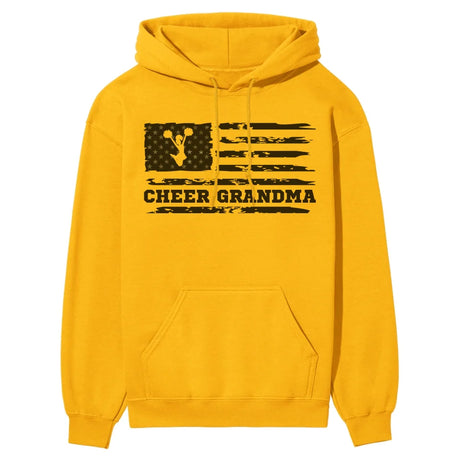 cheer grandma horizontal flag on a hoodie with a black graphic