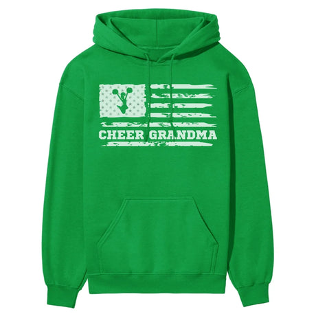 cheer grandma horizontal flag on a hoodie with a white graphic