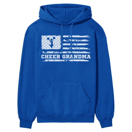 cheer grandma horizontal flag on a hoodie with a white graphic