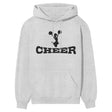 basic cheer with cheerleader icon on a hoodie with a black graphic