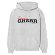 custom cheer mascot and cheerleader name on a hoodie with a black graphic