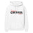 custom cheer mascot and cheerleader name on a hoodie with a black graphic