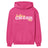 custom cheer mascot and cheerleader name on a hoodie with a white graphic