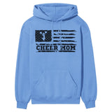 cheer mom horizontal flag on a hoodie with a black graphic