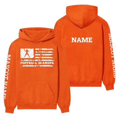 football grandpa horizontal flag with football player name on a hoodie with a white graphic