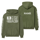 football dad horizontal flag with football player name on a hoodie with a white graphic