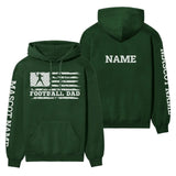 football dad horizontal flag with football player name on a hoodie with a white graphic