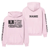 football dad horizontal flag with football player name on a hoodie with a black graphic