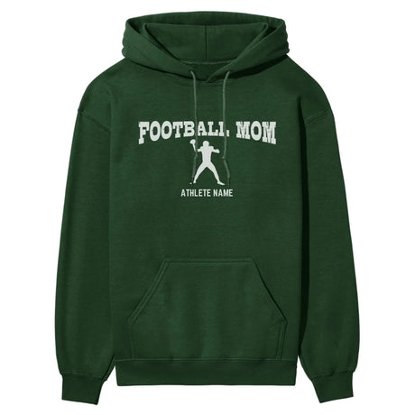 football mom with football player icon and football player name on a hoodie with a white graphic