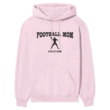 football mom with football player icon and football player name on a hoodie with a black graphic