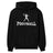 basic football with football player icon on a hoodie with a white graphic