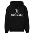 basic football with football player icon on a hoodie with a white graphic