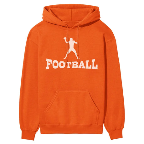 basic football with football player icon on a hoodie with a white graphic