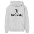 basic football with football player icon on a hoodie with a black graphic