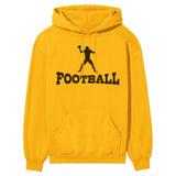 basic football with football player icon on a hoodie with a black graphic