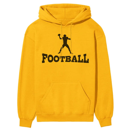 basic football with football player icon on a hoodie with a black graphic