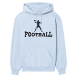 basic football with football player icon on a hoodie with a black graphic