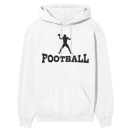 basic football with football player icon on a hoodie with a black graphic