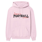 custom football mascot and football player name on a hoodie with a black graphic