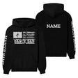 Dance Dad Horizontal Flag With Dancer Name on a Hoodie with a White Graphic